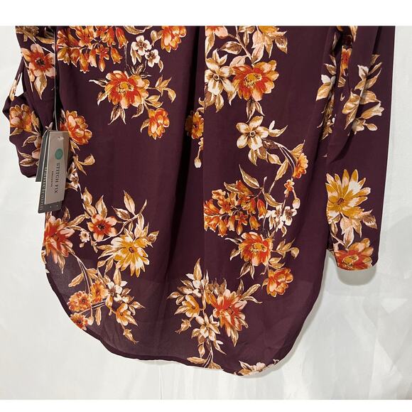 Daniel Rainn Top Koda Split Neck Floral Blouse Women's Size Small Petite NEW - Picture 7 of 10